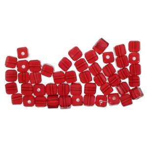 Margele sticla fatetata cub rosu transparent 5,5mm 30g
