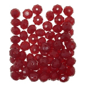 Margele sticla fatetata rondele rosu lucios 8x11mm 100g