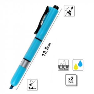 Marker evidentiator galben, albastru fluorescent varf tesit 1-4mm cu clicker 2/set MP PE527-1 - Img 2