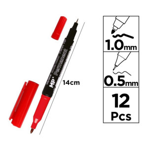Marker permanent 2 capete varf rotund 0,5mm/1mm MP PE541R-S rosu - Img 2