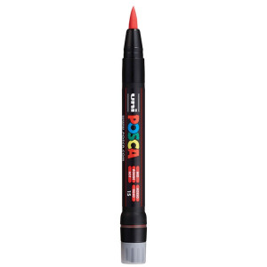 Marker vopsea pe baza de apa varf pensula Uni Posca pcf-350 m426 rosu
