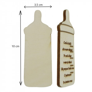 Marturie botez placaj pirogravat biberon 3,5x10cm 10/set - Img 2