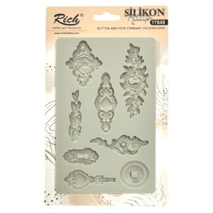 Matrita silicon dreptunghiulara model cheie si incuietori 19x11,5x0,7cm Rich 17855-7 vernil