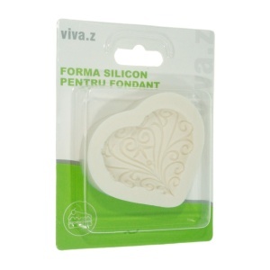 Matrita silicon inima cu arabescuri 6x7x1,9cm T09729