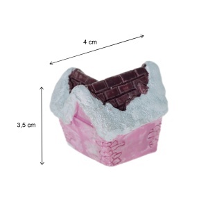 Miniatura casuta inzapezita din rasina alb/roz 3,5x4x4,2cm - Img 2
