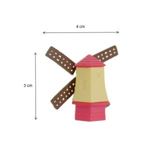 Miniatura moara de vant din plastic galben/roz 1,8x3x4cm - Img 2