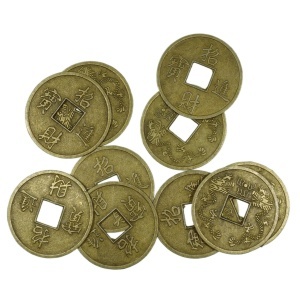 Moneda chinezeasca Feng Shui metal bronz 3cm 10/set