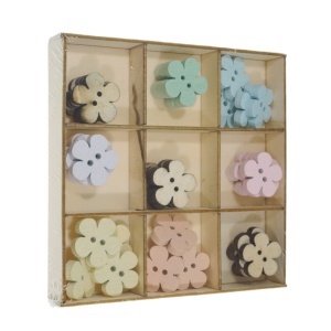 Nasture lemn culori diverse floare 1,9x0,3cm 36/set Colorarte A2113