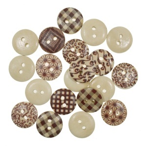 Nasture lemn natur model imprimeuri maro 1,5cm 20/set 121327