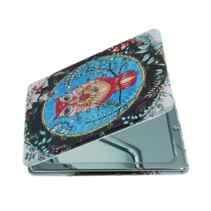 Oglinda de buzunar dubla model Bufnita-6 6x9cm negru/multicolor