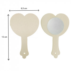 Oglinda rotunda pe suport placaj inima cu maner 13,5x8,5cm - Img 2