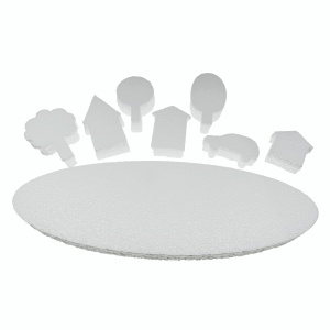 Orasel miniatura polistiren dens casuta/pom/masina/baza oval 4-30x2cm 8/set - Img 4