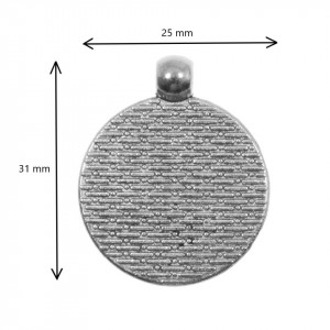 Pandantiv baza argintiu inchis 25x31mm pentru cabochon rotund 18mm 3/set P221 - Img 2