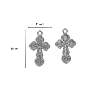 Pandantiv metalic argintiu inchis cruciulita 11x18mm 10/set - Img 2