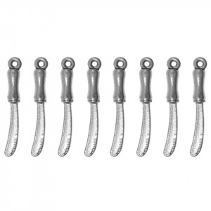 Pandantiv metalic argintiu inchis cutit 4x27mm 8/set