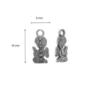 Pandantiv metalic argintiu inchis ingeras 8x16mm 16/set - Img 2