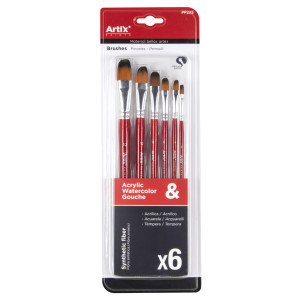 Pensula sintetica varf limba de pisica coada scurta 6/set Artix 2-4-6-8-10-12 PP225 - Img 1