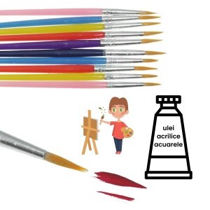 Pensula sintetica varf rotund coada scurta multicolor 10/set 19-78 - Img 2