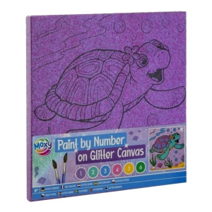 Pictura pe numere cu 6 culori si 2 pensule 25x25x1,6cm Broasca testoasa mov cu sclipici Creative Craft 150116