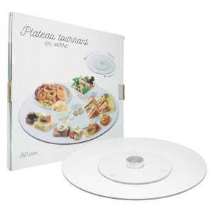 Platou rotativ sticla pentru decorare prajituri 30x2cm transparent T09716