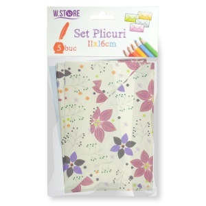 Plic 11x16cm 5/set crem cu model floral 082193