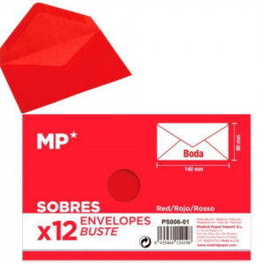Plic rosu cu lipici 14x9cm 80g 12/set MP PS006-01
