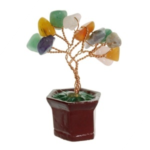 Pom decorativ in ghiveci cu pietre semipretioase chips mixt 3x7cm SS92B