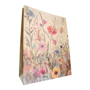 Punga cadou cu sclipici model-1 flori 30x40x12cm