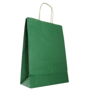 Punga hartie craft verde inchis interior natur maner rasucit 22x10x31cm Colorarte P2946