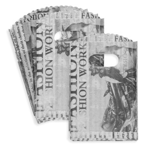 Punga plastic ziar 9x15cm 50/set alb/negru +/-3
