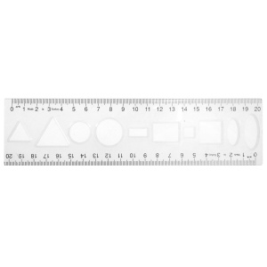 Rigla plastic transparenta cu sablon forme geometrice 20cm Ark 038 R1217