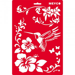 Sablon plastic alb/rosu colibri A4 Meyco 66045