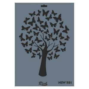 Sablon plastic Copac cu fluturi 25x35cm Rich NEW 581