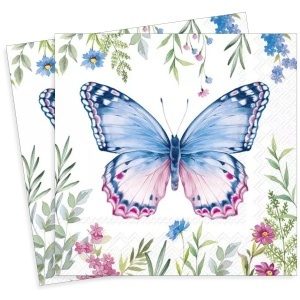 Servetel Fluture albastru/roz 33x33cm 2/set L1034645