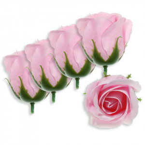 Trandafir din sapun roz cyclam 5cm cu tija din plastic 5/set