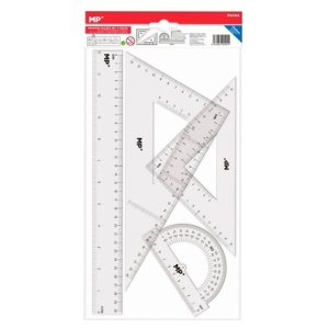 Trusa geometrie 4 piese-1 rigla de 30cm/2 echere/1 raportor MP PA144