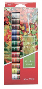 Vopsea acrilica 12 culori x 12ml/set Daco CU312