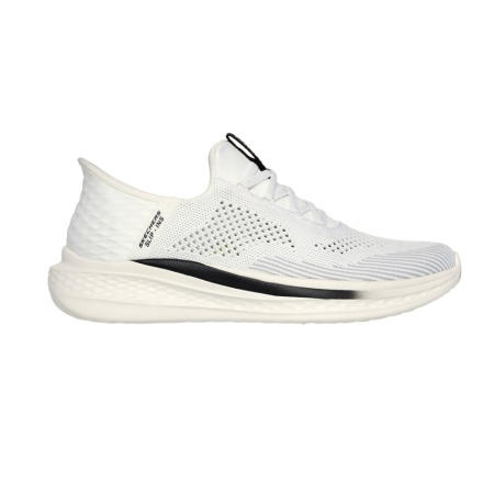 Pantofi Skechers Slade, tehnologie slip-in, brant din spuma cu memorie, culoare alba - Img 3