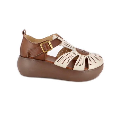 Pantofi Franco Gerardo, model 10682, culoare bej cu maro - Img 3