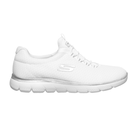 Pantofi Skechers Summits, brant din spuma cu memorie, culoare alba - Img 3
