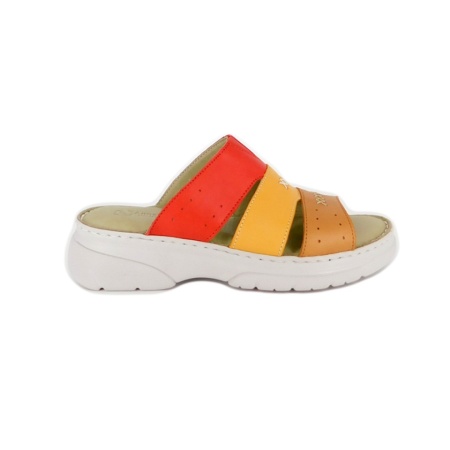 Papuci Anna Viotti, model 375, culoare verde cu rosu, galben si maro - Img 3