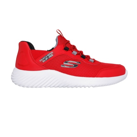 Pantofi Skechers Bounder, brant din spuma cu memorie, tehnologie Slip-In, culoare rosie - Img 3
