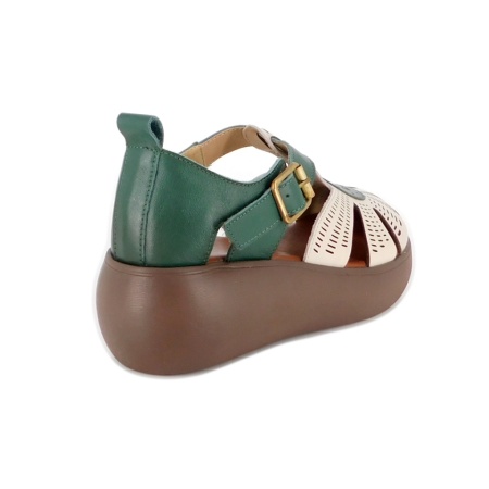 Pantofi Franco Gerardo, model 10682, culoare bej cu verde - Img 3