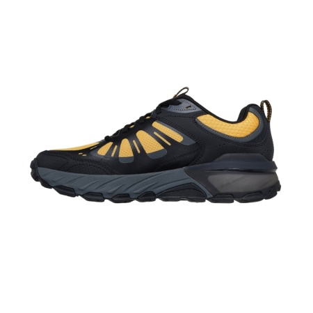 Pantofi Skechers Max Protect, hidrofobizati, talpa din cauciuc Goodyear, culoare negru cu galben - Img 2