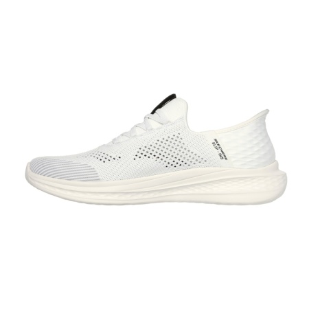 Pantofi Skechers Slade, tehnologie slip-in, brant din spuma cu memorie, culoare alba - Img 4