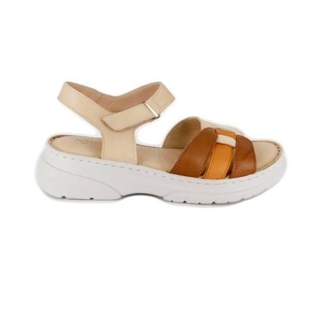 Sandale Anna Viotti, model 360, culoare bej cu maro - Img 2