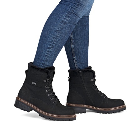 Ghete Remonte, model D0B81, impermeabile, blana naturala, culoare neagra, talpa cu fibra din sticla - Img 6