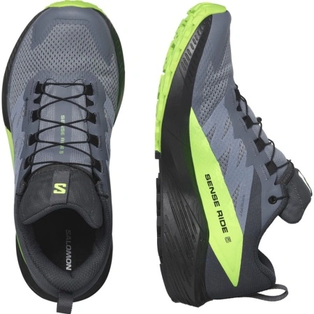 Pantofi Salomon Sense Ride 5 GTX, impermeabili, gore-tex, culoare gri cu verde - Img 4