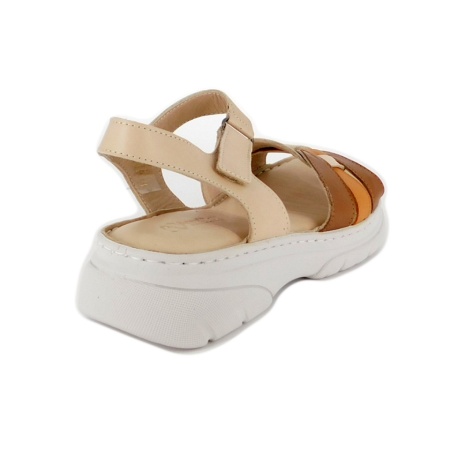 Sandale Anna Viotti, model 360, culoare bej cu maro - Img 3