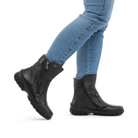 Ghete Rieker, model Z7263, impermeabile, blana naturala, culoare neagra - Img 4